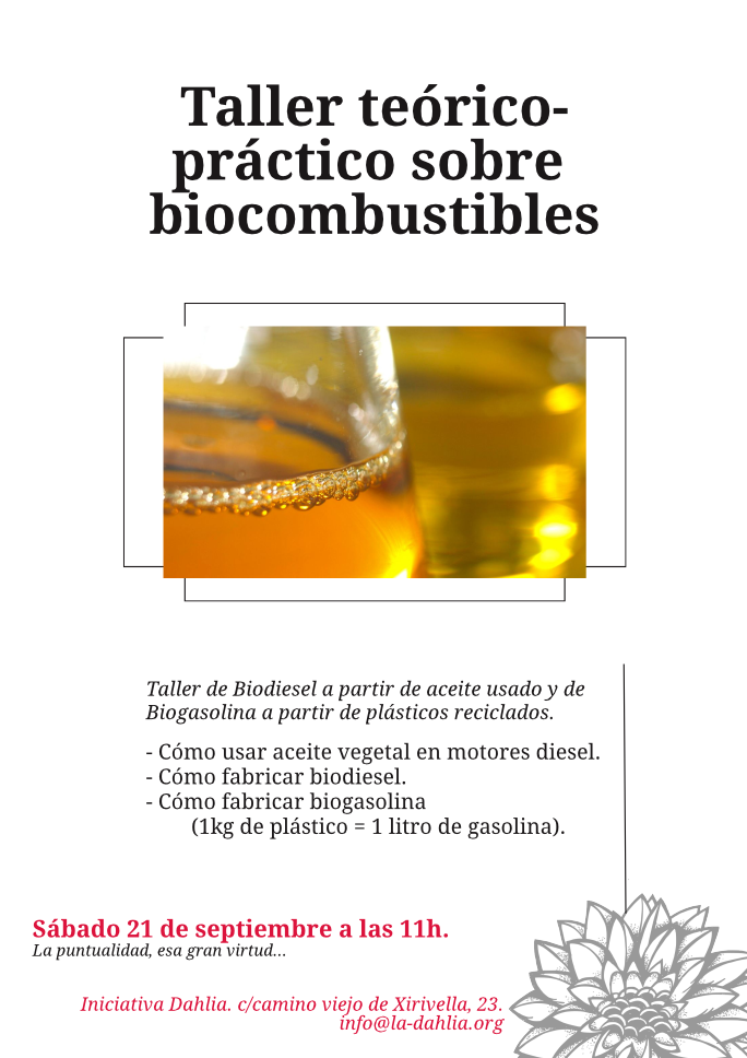Taller de Biodiesel a partir de aceite usado y de Biogasolina a partir de plasticos reciclados.